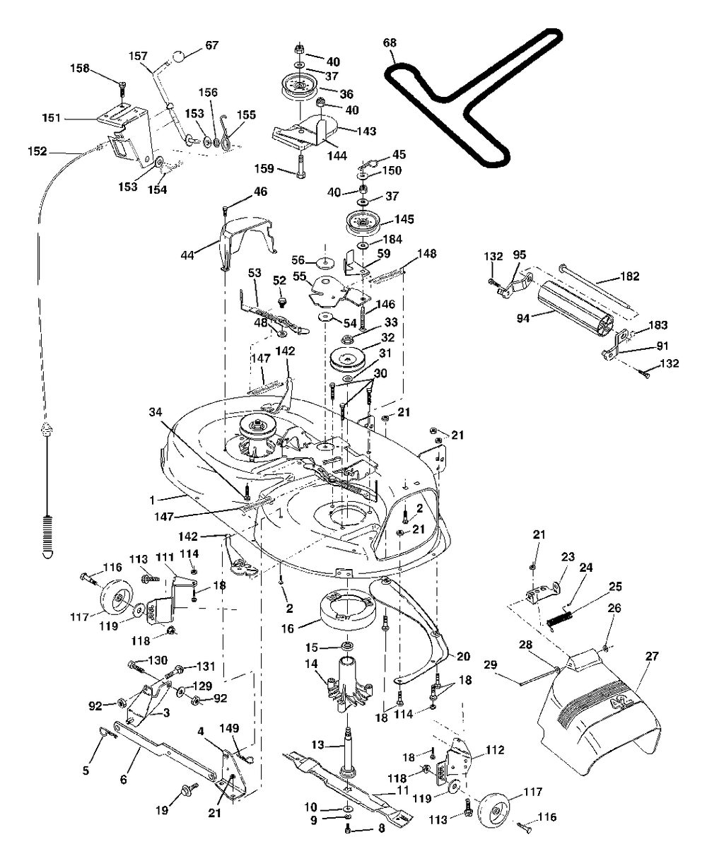Mower Deck Diagram and Parts List for YTH1842 (954569790-C)(2003-02) Husqvarna Lawn Tractor