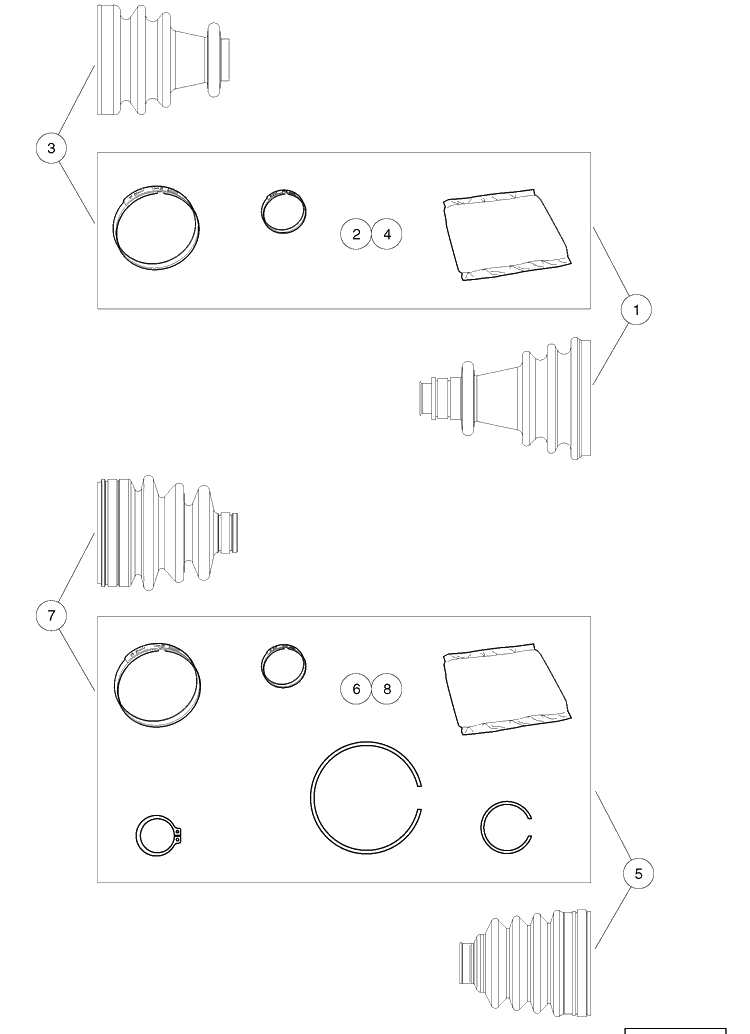 Cv Boot Repair Kits Diagram and Parts List for HUV4421GXP 2009 Husqvarna Lawn Tractor
