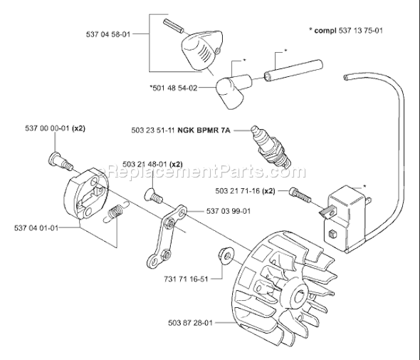 Page J Diagram and Parts List for 325HE4 2001-05 Husqvarna Trimmer