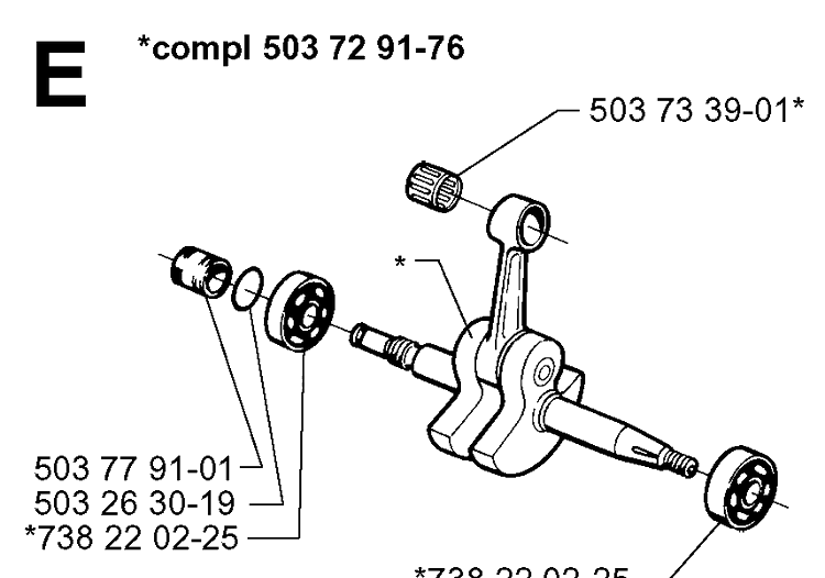 Crankshaft Diagram and Parts List for 371XP 19991800001-Current Husqvarna Chainsaw