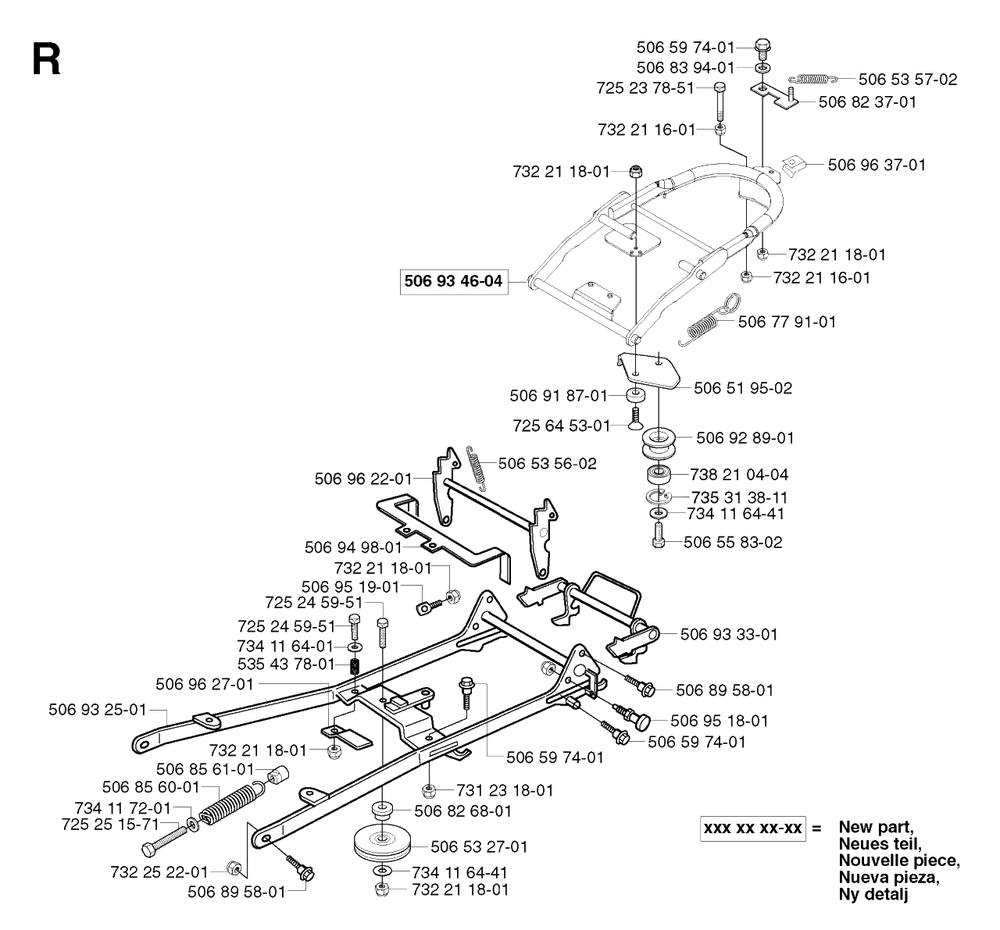 Frame 2 Diagram and Parts List for PF21 2002-03 Husqvarna Lawn Tractor