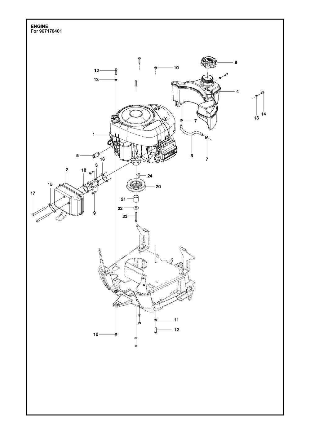 Engine Diagram and Parts List for R112C2014-2020  Husqvarna Lawn Tractor