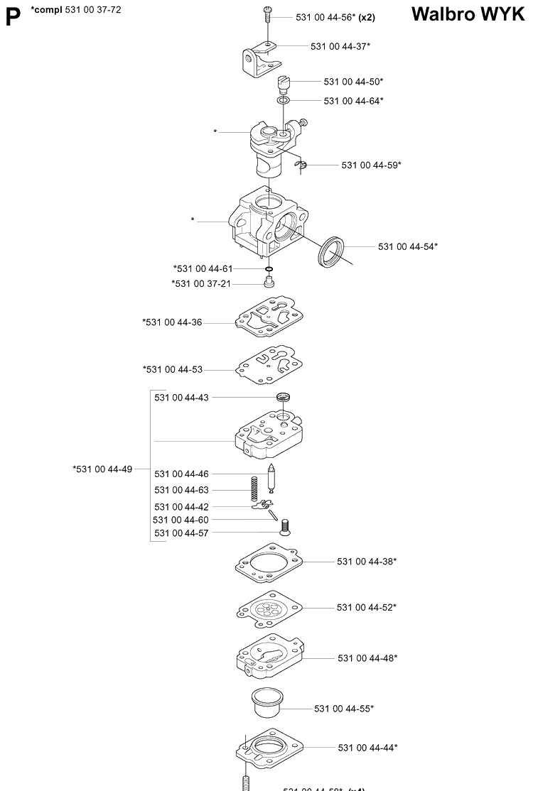 Carburetor Details 2 Diagram and Parts List for 165BT 20053300001-Current Husqvarna Leaf Blower / Vacuum