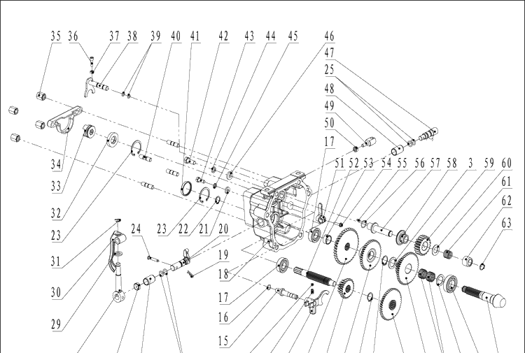 Transmission Diagram and Parts List for TF545D  Husqvarna Cultivator