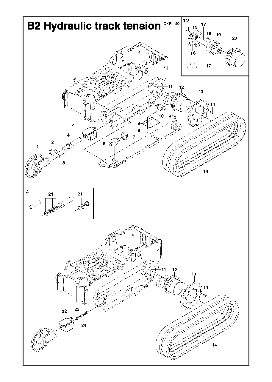 Track System Diagram and Parts List for DXR140 (1 & Above)(2013-08) Husqvarna Demolition Hammer