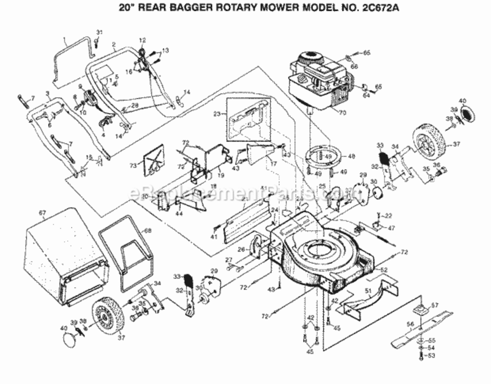Page A Diagram and Parts List for 2C672A 1999 And Before Husqvarna Lawn Mower