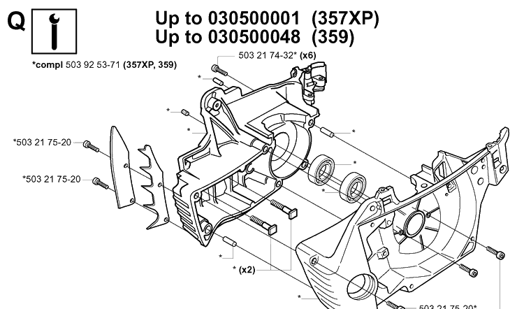 Service Updates 3 Diagram and Parts List for 359 20050600001-20060600000 Husqvarna Chainsaw