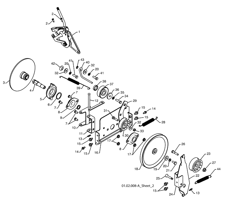 Drive Diagram and Parts List for 924SB (96193003500)(2008-10) Husqvarna Snow Blower