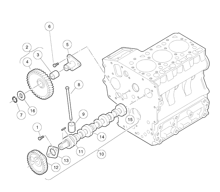 Chamshaft And Idle Gear Diagram and Parts List for HUV4421GXP 2009 Husqvarna Lawn Tractor
