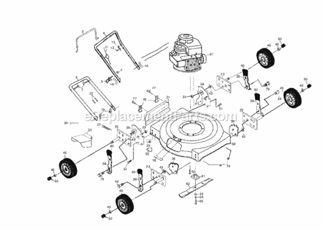 Page A Diagram and Parts List for 2CA 2000 Husqvarna Lawn Mower