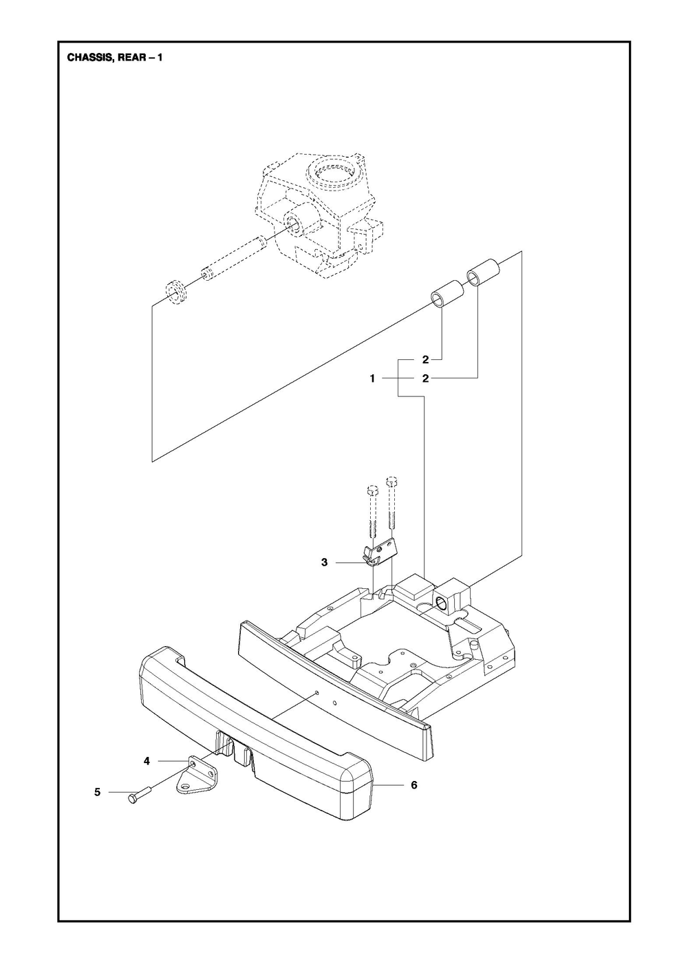 Chassis Rear Diagram and Parts List for R318X 2023 Husqvarna Lawn Tractor
