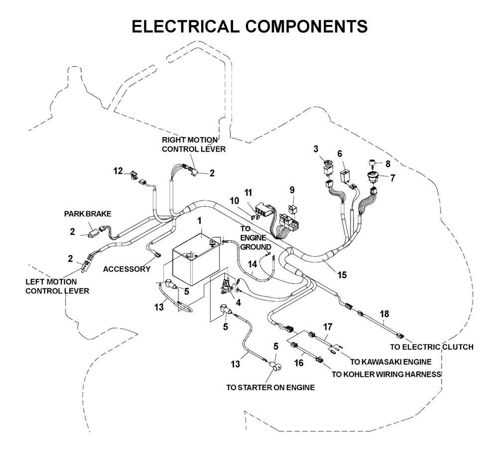 Electrical Diagram and Parts List for CZ4815KAA (968999219)(2003-05) Husqvarna Lawn Mower