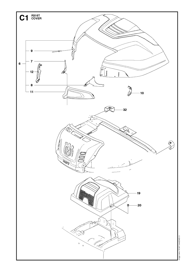 Cover 2 Diagram and Parts List for R316T  Husqvarna Lawn Mower