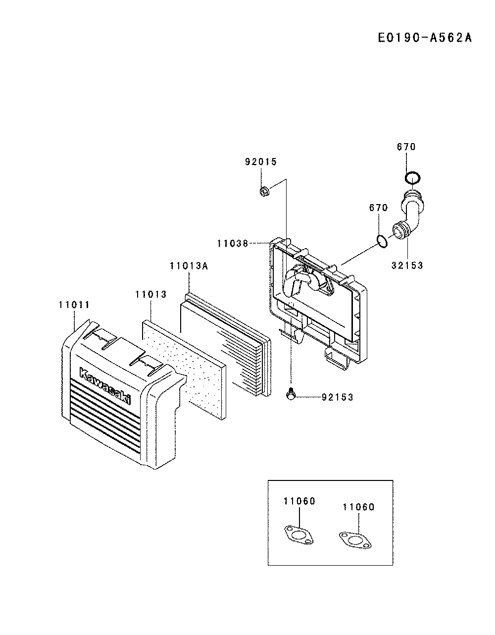 Air filter/muffler Diagram and Parts List for YTH1542XP-96013000101  Husqvarna Lawn Tractor