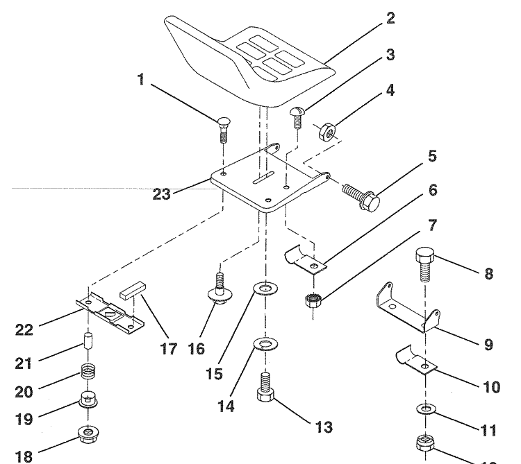 Seat Diagram and Parts List for LR120 (HU1236B)(954000412)(1992-10) Husqvarna Lawn Mower
