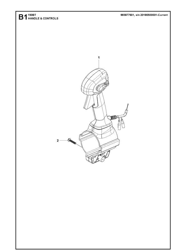 Handle And Controls 2 Diagram and Parts List for 150BT  Husqvarna Leaf Blower / Vacuum
