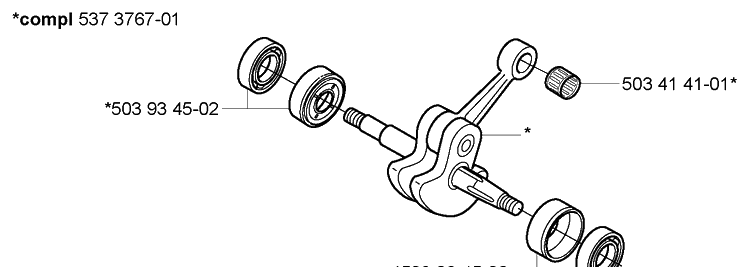 Crankshaft Diagram and Parts List for 338XPT 2005-03 Husqvarna Chainsaw