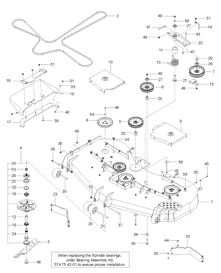 Mower Deck / Cutting Deck Diagram and Parts List for 966555303 2013-08 Husqvarna Lawn Mower