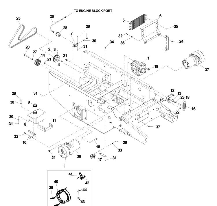 Hydraulic Assembly Diagram and Parts List for BZ6134D (968999214)(2003-03) Husqvarna Lawn Mower