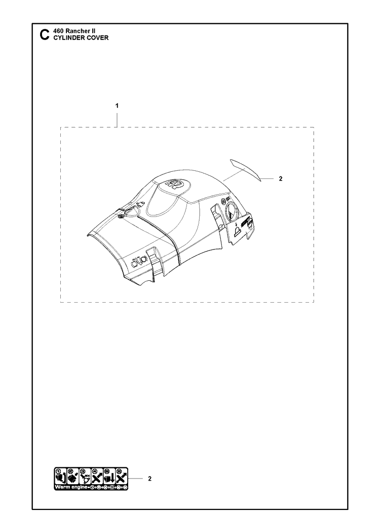 Cylinder Cover Diagram and Parts List for 460 RANCHER II Husqvarna Chainsaw