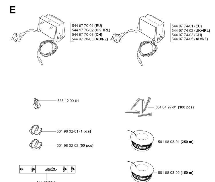 Installation Accessories Diagram and Parts List for 210C 2009-02 Husqvarna Lawn Mower