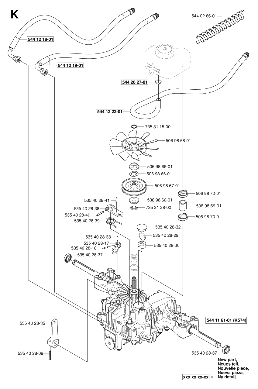 Transmission 4 Diagram and Parts List for R13AWD (965079901)(2006-01) Husqvarna Lawn Tractor