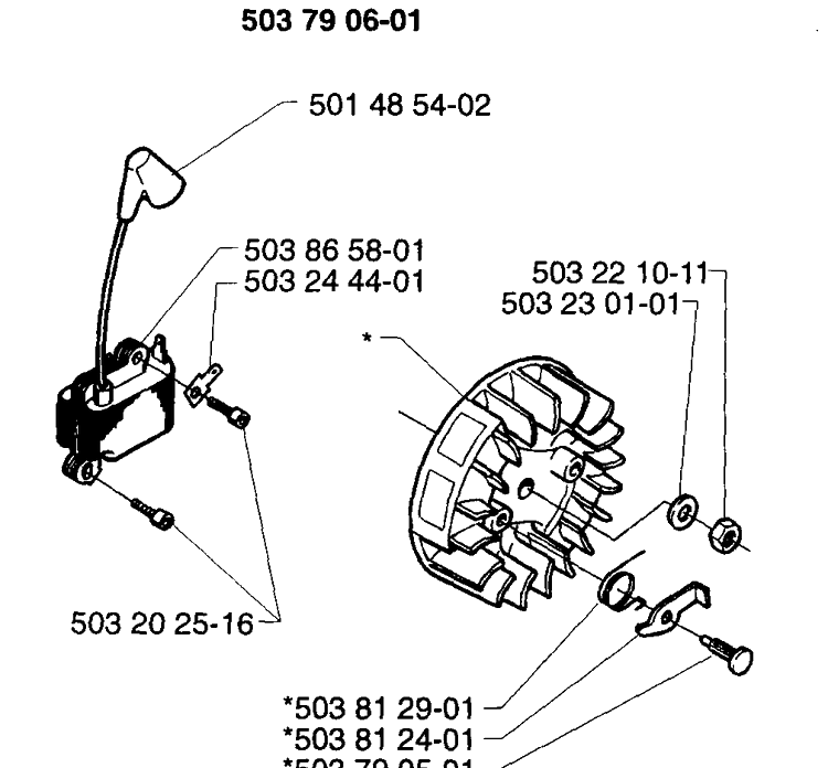 Ignition/Flywheel Diagram and Parts List for 232RL 1997-02 Husqvarna Brush Cutter