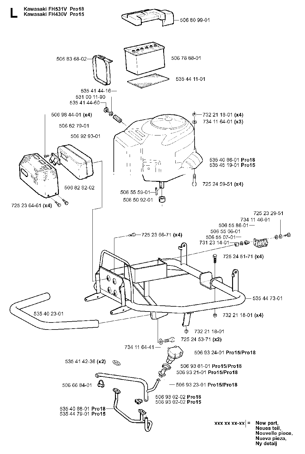 Engine Diagram and Parts List for RIDERPRO18 (953521901)(2004-01) Husqvarna Lawn Tractor