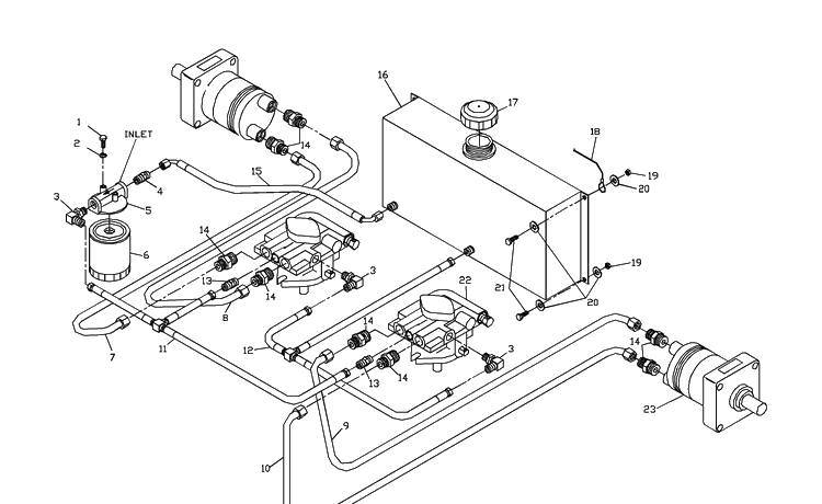 Hydraulic Assembly Diagram and Parts List for ZTHKH4820 2000-05 Husqvarna Lawn Mower