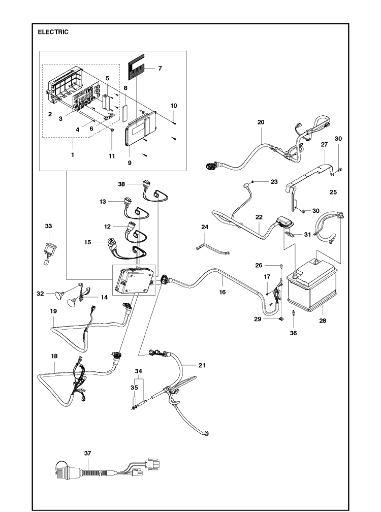Electrical 2 Diagram and Parts List for P520D (967602001)(2017) Husqvarna Lawn Mower