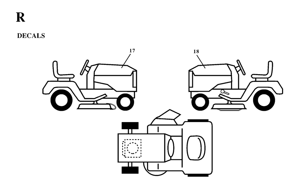 Decals Diagram and Parts List for LT130 (954820081-D)(1997-03) Husqvarna Lawn Tractor