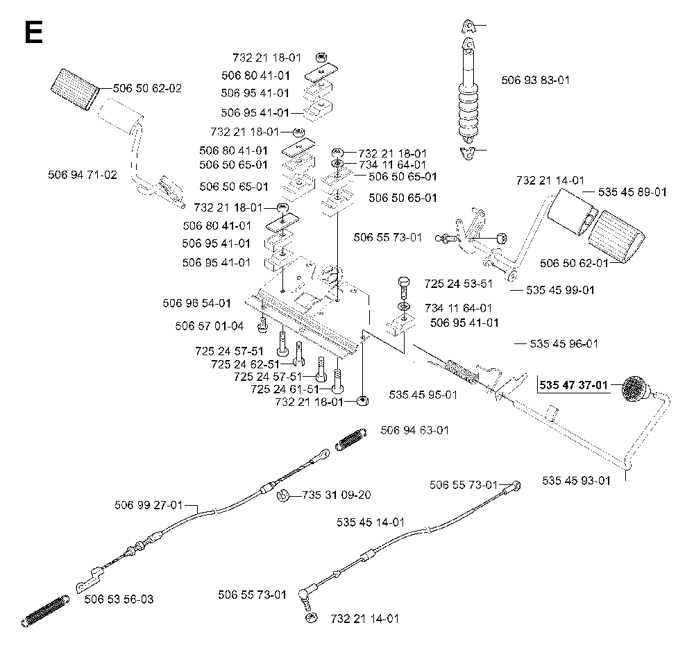 Pedals Diagram and Parts List for RIDERPRO18 (953521901)(2004-01) Husqvarna Lawn Tractor