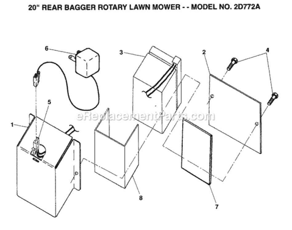 Page B Diagram and Parts List for 2D772A 1999 And Before Husqvarna Lawn Mower