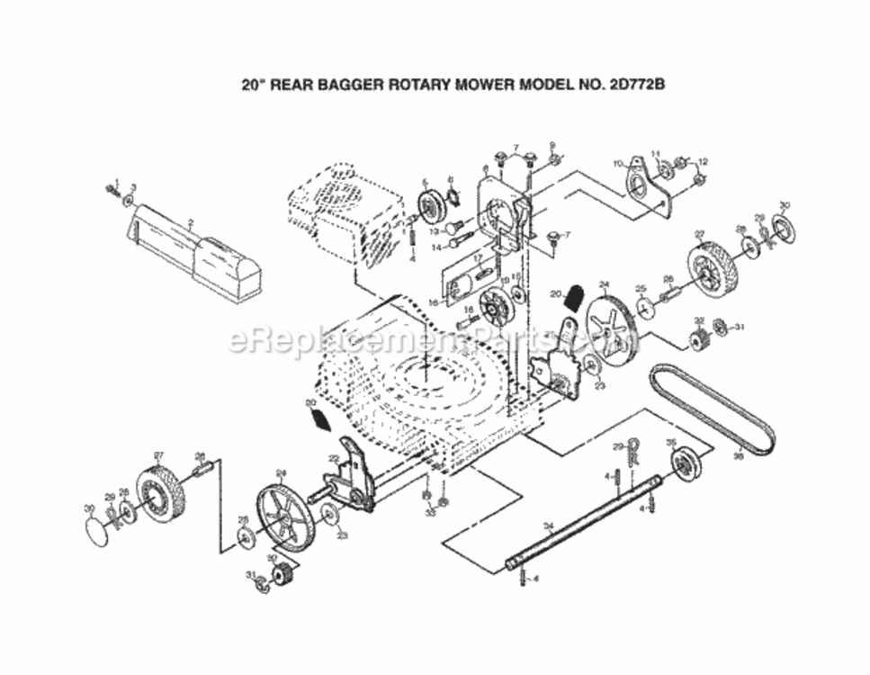 Page C Diagram and Parts List for 2D772B 1999 And Before Husqvarna Lawn Mower