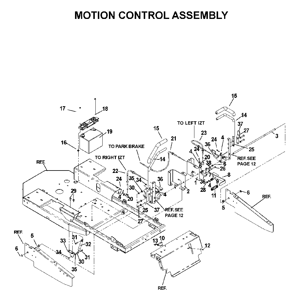 Handle And Controls Diagram and Parts List for CZ4818BIA (968999276)(2004-09) Husqvarna Lawn Tractor