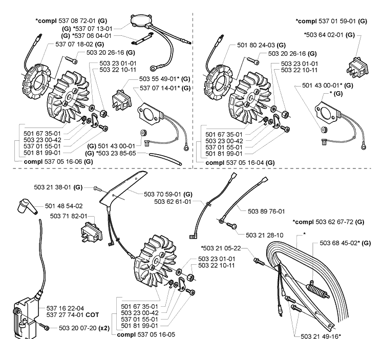 Ignition / Flywheel And Heated Components Diagram and Parts List for 362EPA 2005-05 Husqvarna Chainsaw