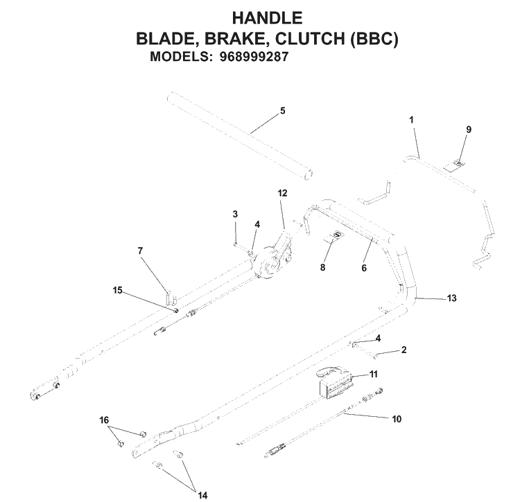 Handle And Controls Diagram and Parts List for W53 (968999287)(2007-03) Husqvarna Lawn Mower