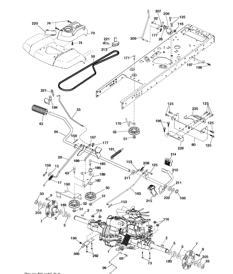 Drive Diagram and Parts List for TS348XD (96043032000)(2019-08) Husqvarna Lawn Tractor