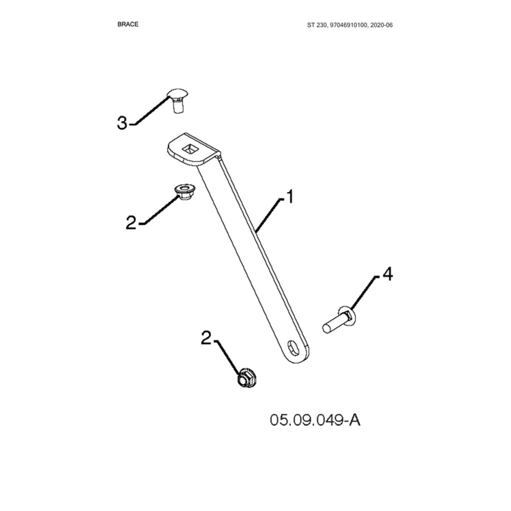 Brace Diagram and Parts List for 970528802  Husqvarna Snow Blower
