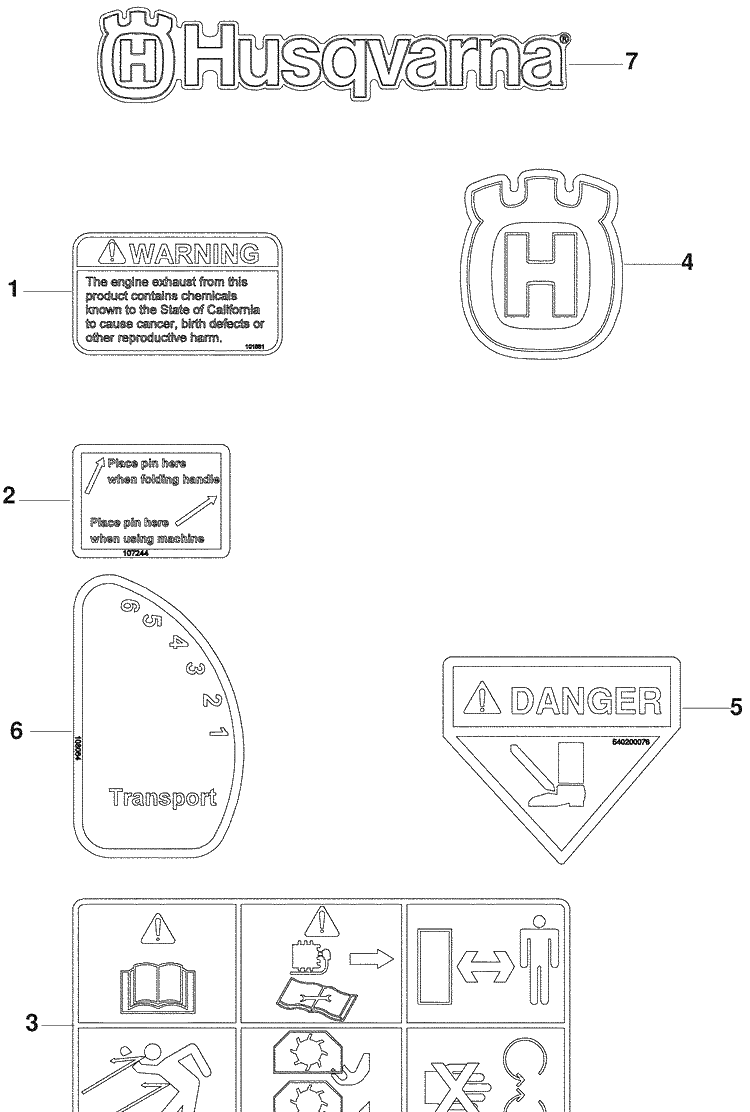 Decals Diagram and Parts List for DTF226 (966068501)(2009-09) Husqvarna Seeder