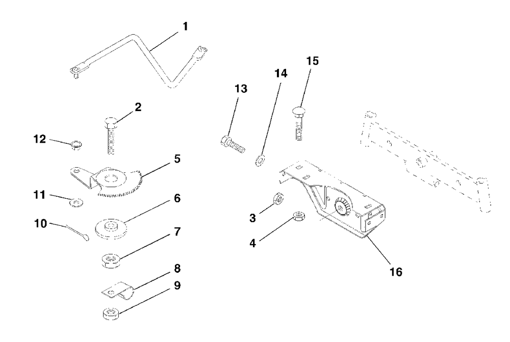 Sector Gear / Axle Support Diagram and Parts List for LT125 (954170001-C)(1998-10) Husqvarna Lawn Tractor