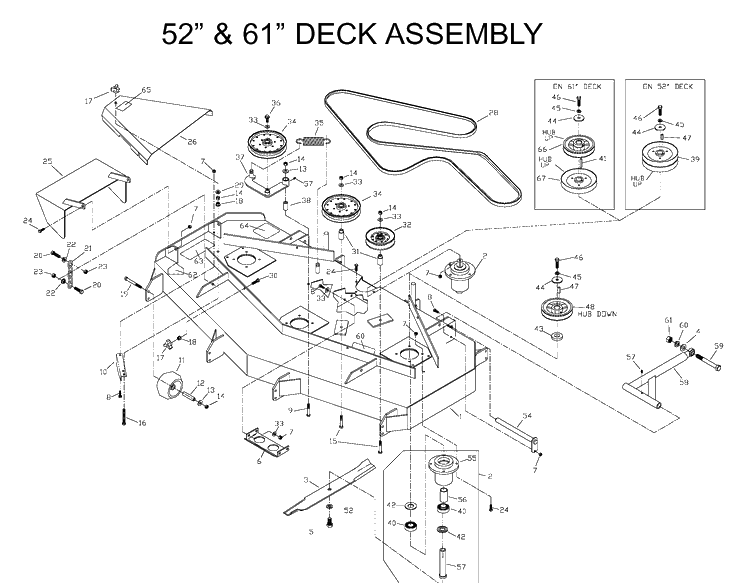 52 Inch/132cm Cutting Deck Diagram and Parts List for ZTH5225KAA (968999154)(2000-06) Husqvarna Lawn Mower