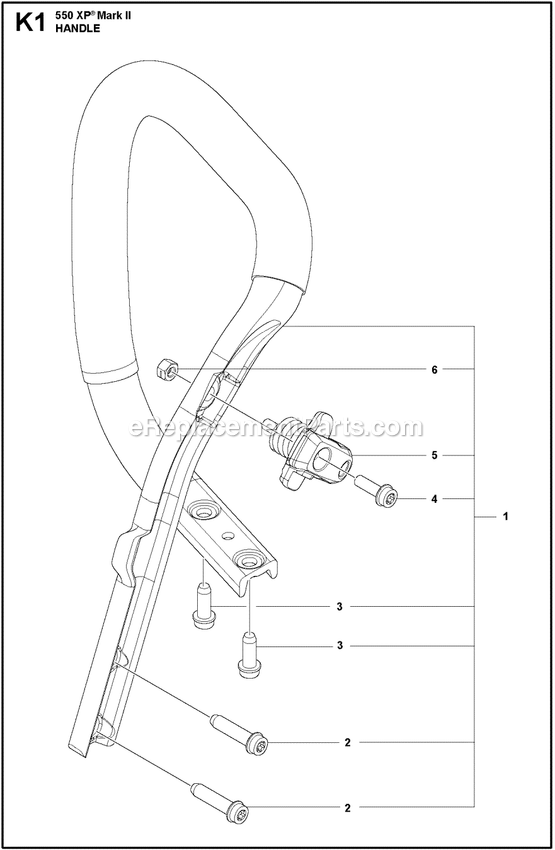 Handle Diagram and Parts List for 550XPGMARKII  Husqvarna Chainsaw