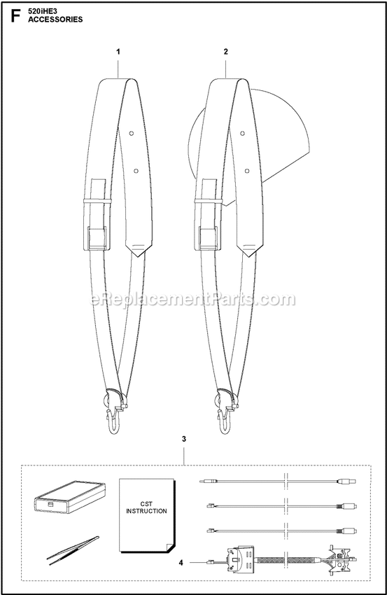 Accessories Diagram and Parts List for 520IHE3  Husqvarna Trimmer