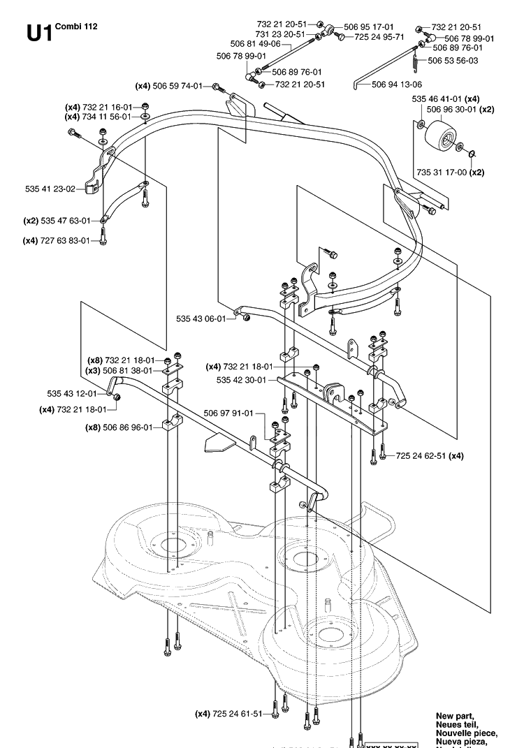 44 Inch/112cm Cutting Deck 3 Diagram and Parts List for PR15 (953535001)(2004-01) Husqvarna Lawn Mower