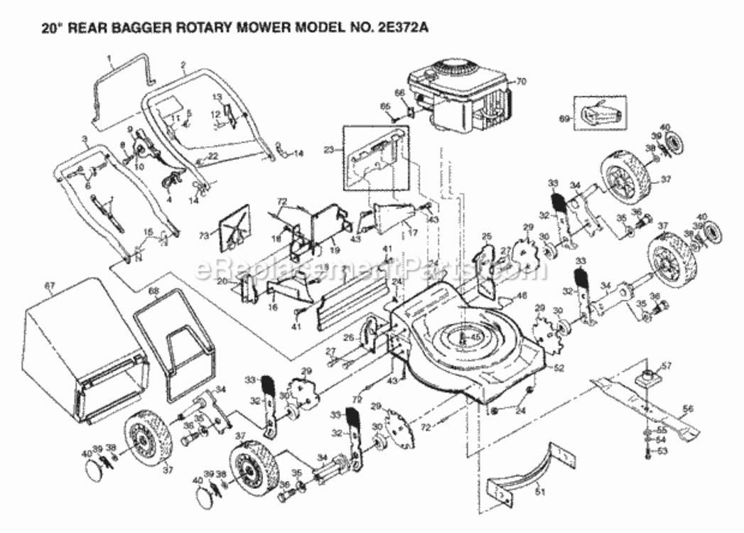 Page A Diagram and Parts List for 2E372A 1999 And Before Husqvarna Lawn Mower