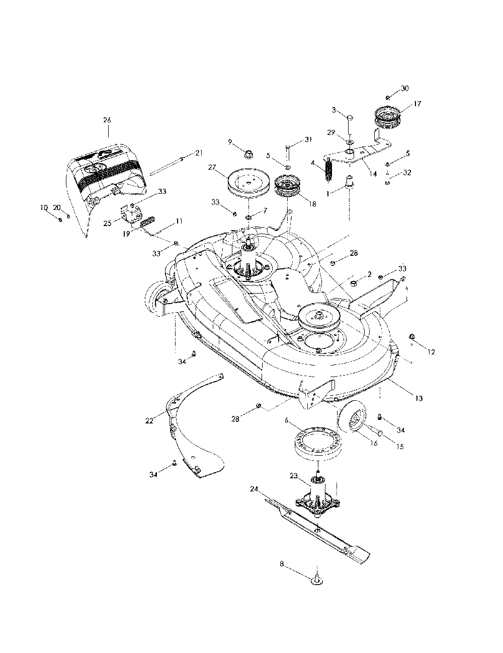 42" cutting deck Diagram and Parts List for 968999685  Husqvarna Lawn Mower