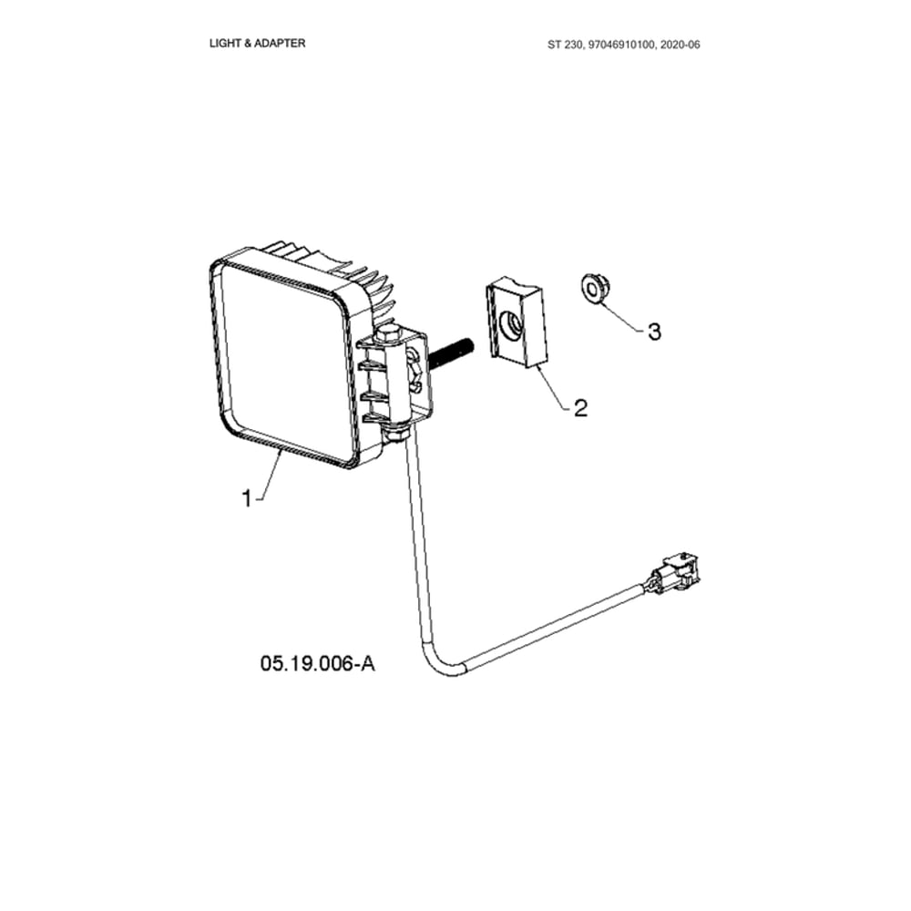 Light & Adapter Diagram and Parts List for 970528802  Husqvarna Snow Blower