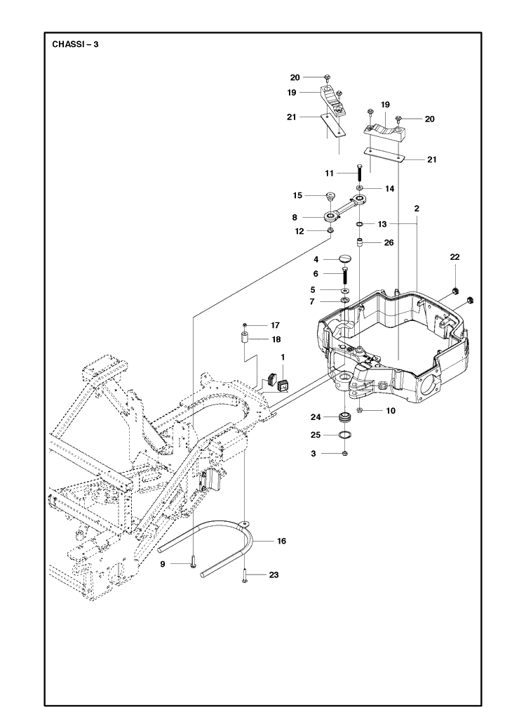 Chassis / Frame 3 Diagram and Parts List for P520D (967602001)(2016) Husqvarna Lawn Mower