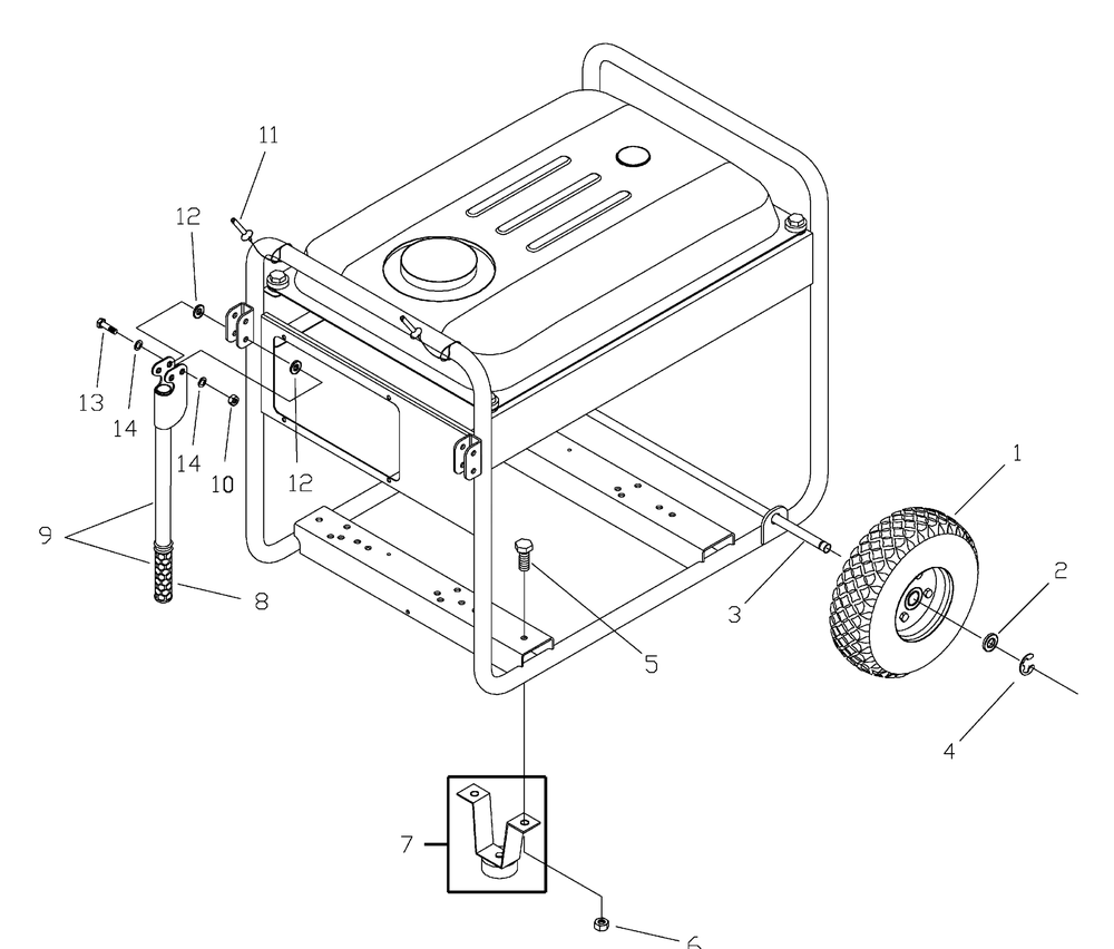 Wheel Kit Diagram and Parts List for 030369-0  Husqvarna Generator